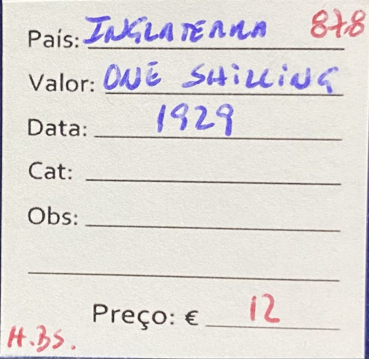 Moeda Inglesa One Shilling 1929 Prata