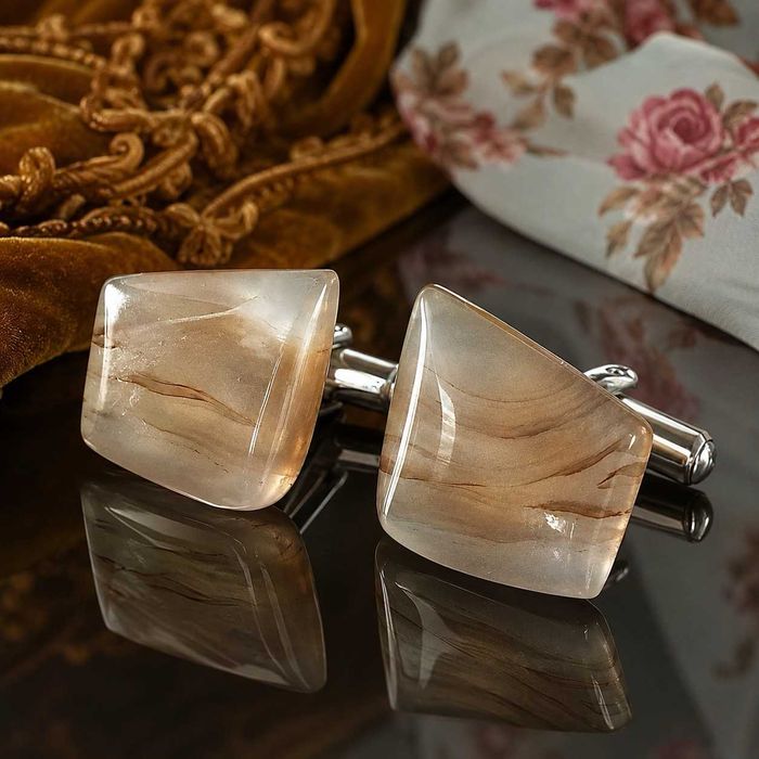 Spinki do koszuli z naturalnym agatem – elegancja lat 70
