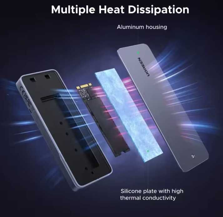 Ugreen CM777 SSD карман M2 NVME/SATA | USB + чохол (19202)