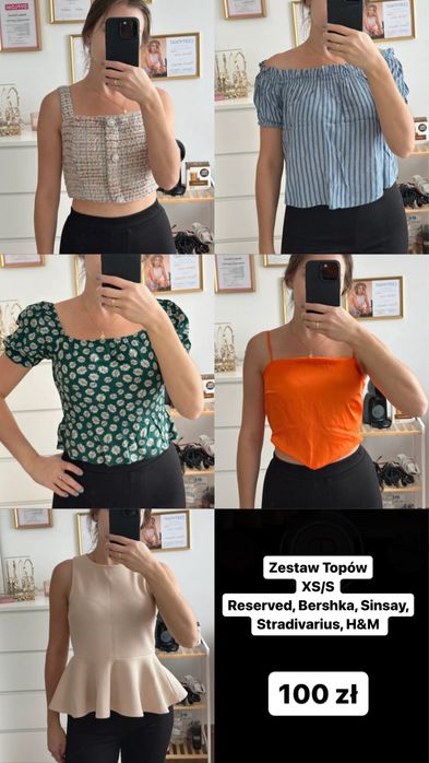 Zestaw krótkich topów rozm. XS/S