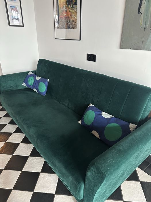 Sofa rozkładana butelkowa zieleń