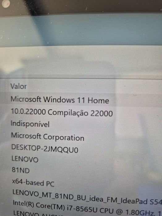lenovo S540-14 processador i7-8565U, a funcionar corretamente