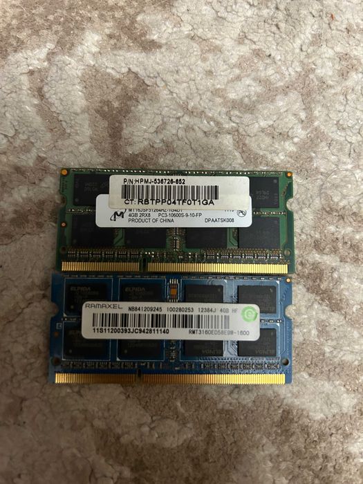 ОЗУ до ноута SoDIMM Hynix Ramaxel Micron DDR3 DDR3L по 4Gb