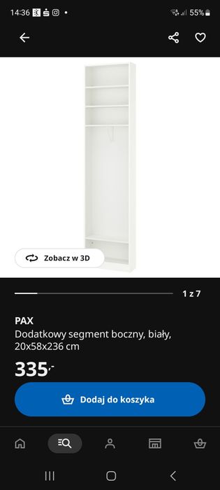 Segment boczny Pax Ikea (wersja wyższa)
