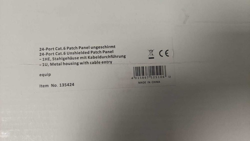 24-Port Patch Panel, Category 6 - Equip Brand - New423649317907353601