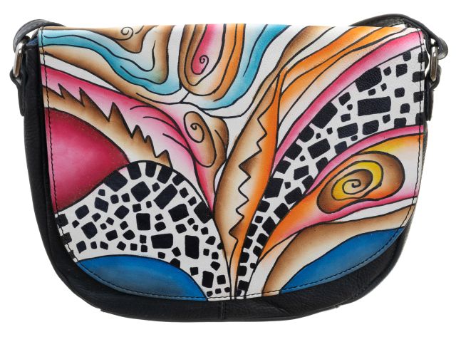 piękna torebka folk ręcznie malowana skóra handmade
