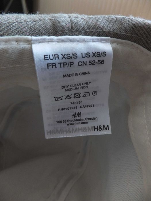 Kapelusz H&M szary w różową kratkę XS / S 52-56