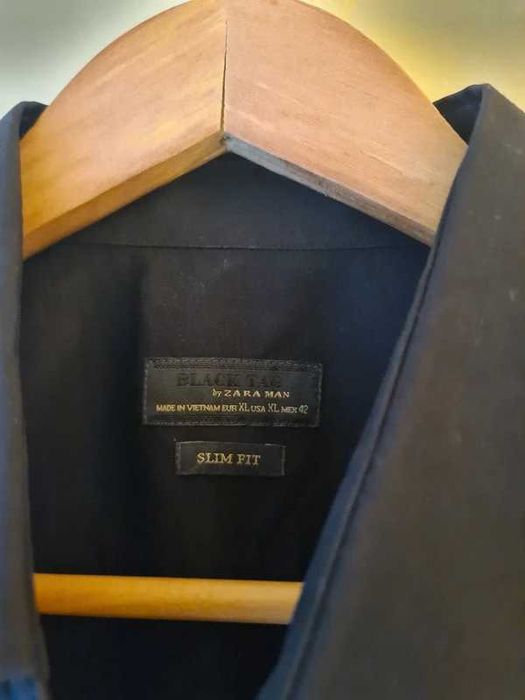 Camisa Preta Zara Slim Fit - Tamanho L 42 Shirt