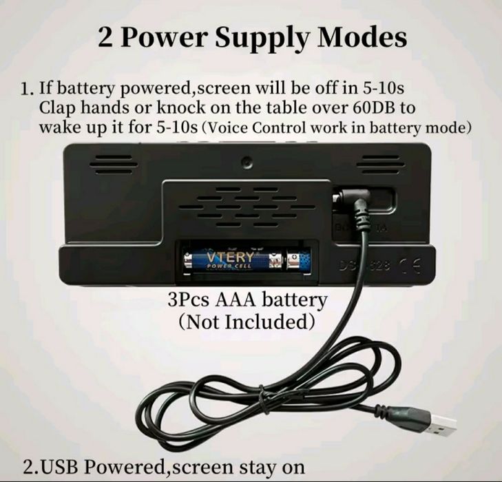 Часы электронные настольные цифровые LED / USB / AAA / 2 Будильника