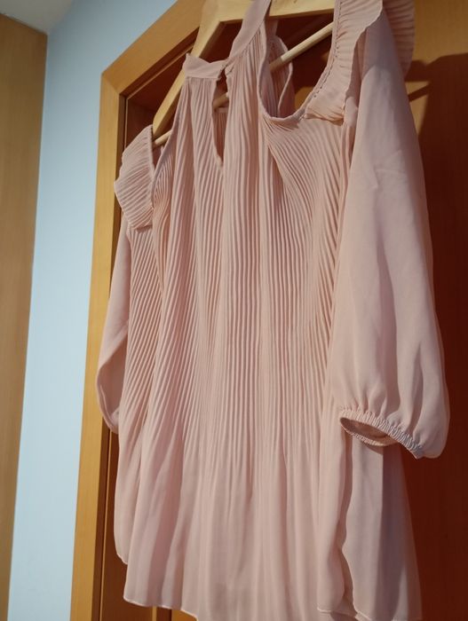 Blusa rosa plissada