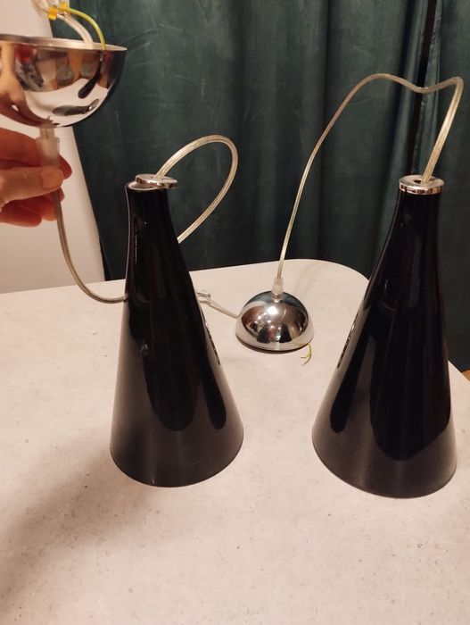 Lampa wisząca czarna stożki dwie sztuki