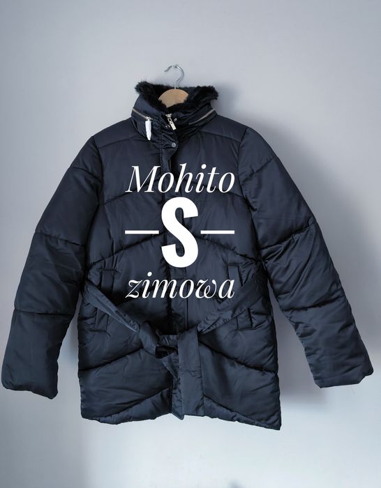 Pikowana czarna kurtka krótki płaszcz Mohito S zima zimowa ocieplana