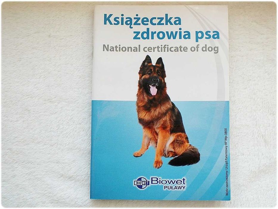 Książeczka Zdrowia Psa Biowet Puławy Owczarek Niemiecki Nowa