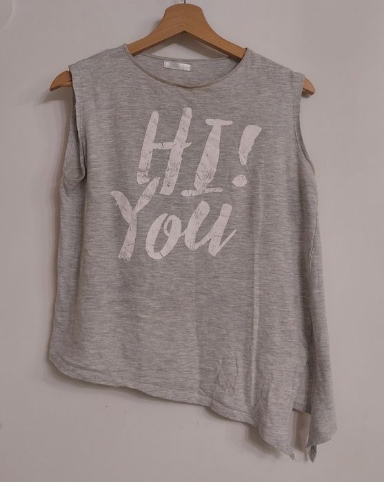 T-shirt damski szary wiązany z boku