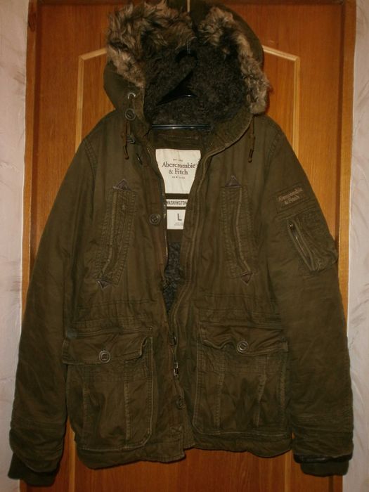 Куртка парка Abercrombie&Fitch, олива, L, наш разм. 54.Цельный капюшон