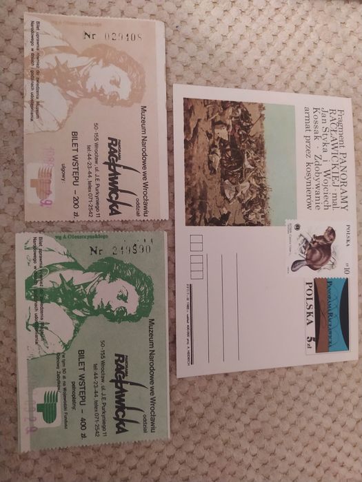 Panorama Racławicka karta kolekcjonerska bilety