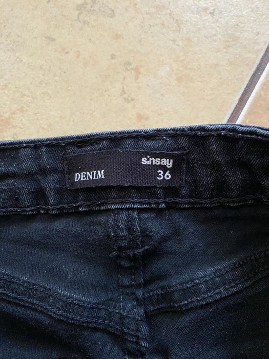 spodnie damskie jeansy czarne r.36 S