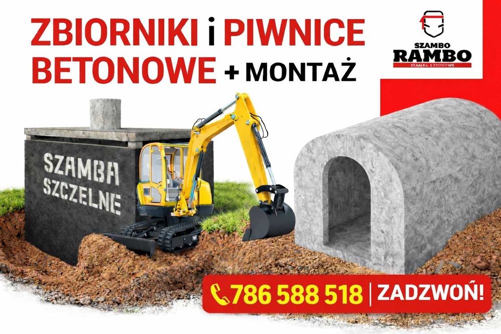 Szambo Montażem Zbiornik Betonowy Piwnica Ogrodowa 10m3 Wielkopolskie