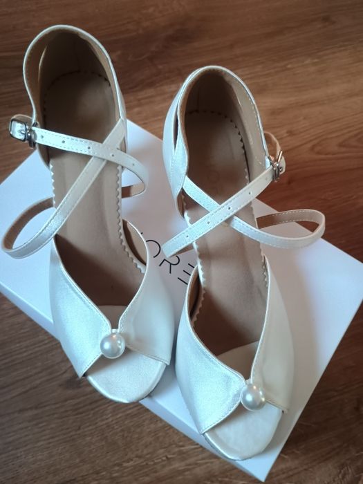 Buty ślubne choreo ivory z perłą obcas 6 cm