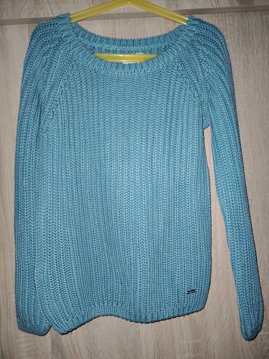 Sweter bawełna bawełniany Reserved turkusowy niebieski 134