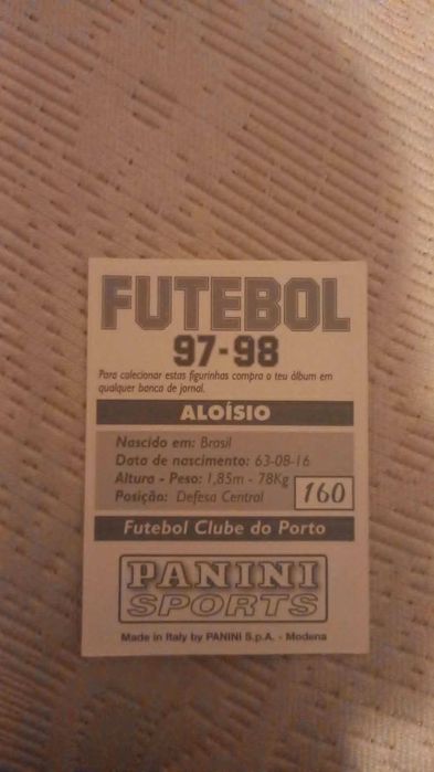 Cromo Nº 160 Aloísio - Panini Futebol 97-98 (FCP)