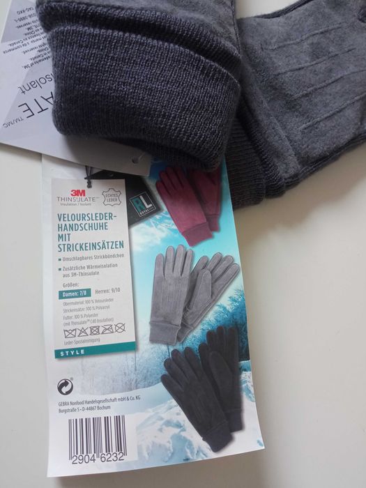 Thinsulate welur damskie r 7/8 rękawiczki męskie r 9/10