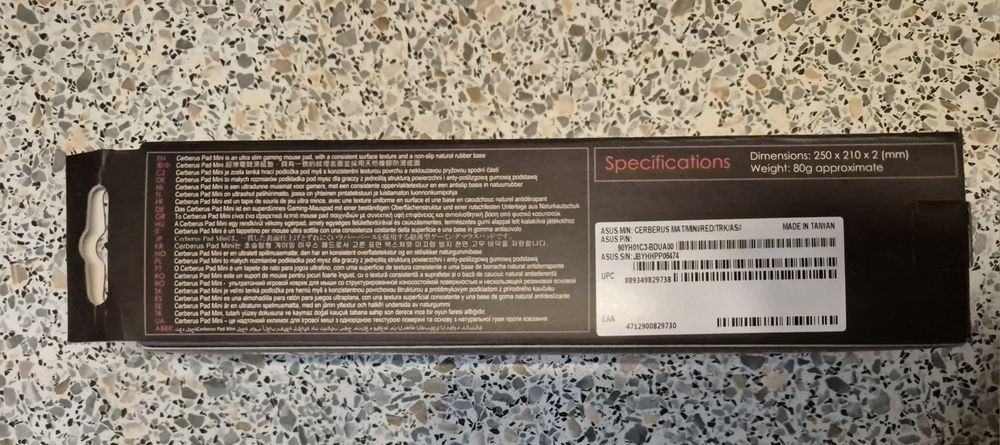 ASUS Cerberus Mini Red Gaming Mouse Pad, новий, запечатаний, ідеальний на подарунок