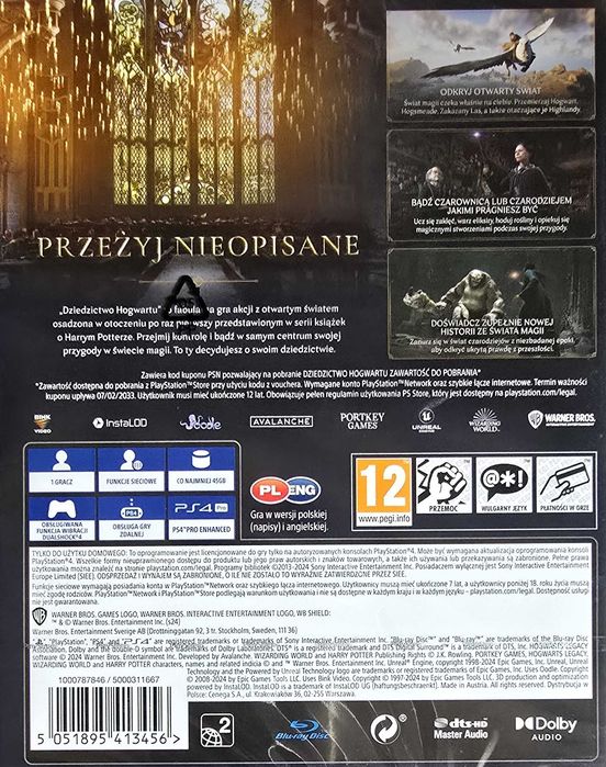 Dziedzictwo Hogwartu Hogwarts Legacy PL Playstation 4 PS4 PS5 Nowa