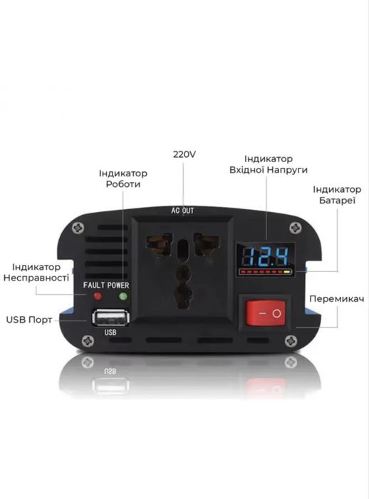 Инвертор автомобильный KME 12v-220v SSK-500W
