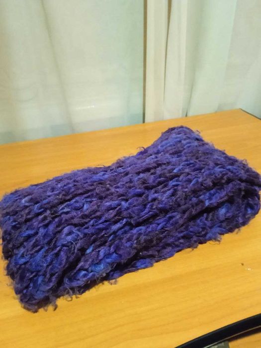 Большой фиолетовый вязавнный шарф/снуд/хомут