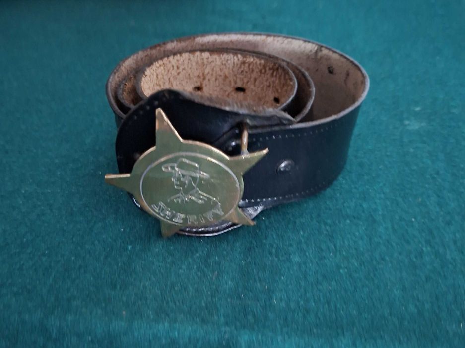 Cinto de Cowboy Sheriff, juvenil, em couro, anos 60 - 87cm