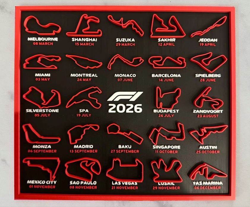 Календар Формула-1 (Formula 1) 2026 з об'ємними трасами