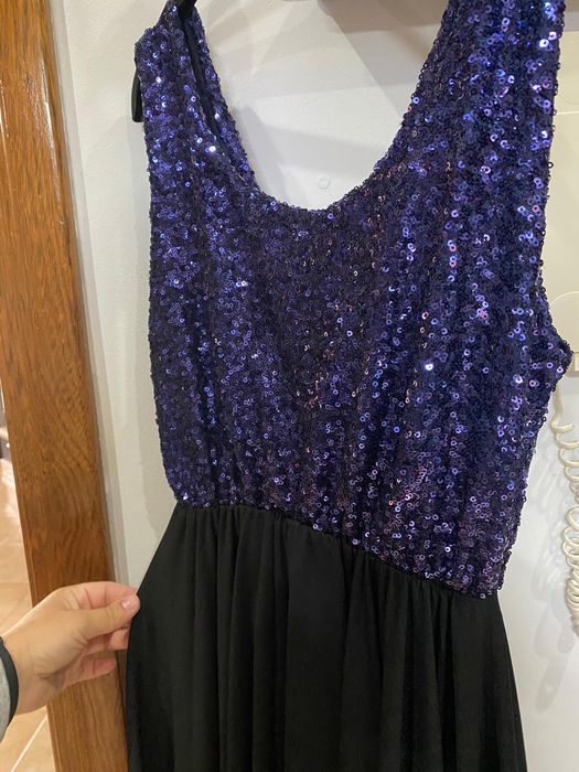 Vestido de noite com lantejoulas - vermelho ou azul
