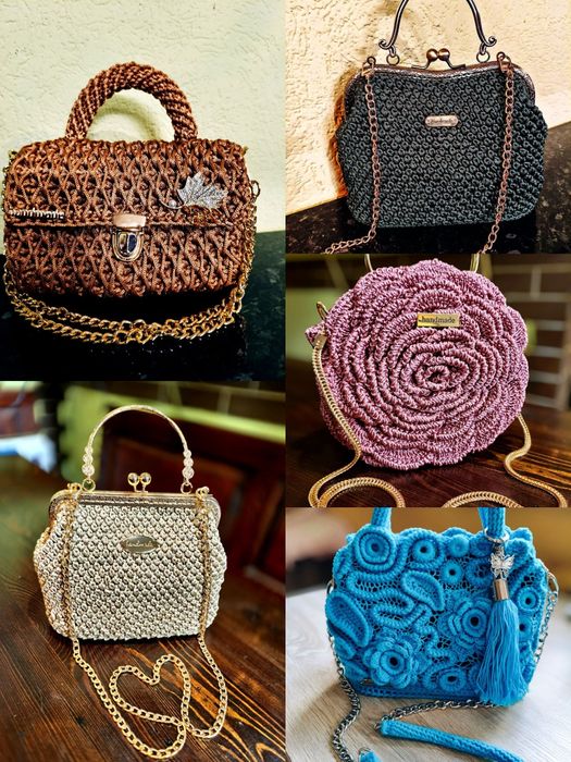 Ręcznie robione torebki na drutach