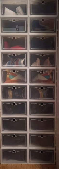 Biała szafka na buty regał z 10 organizerami z klapką