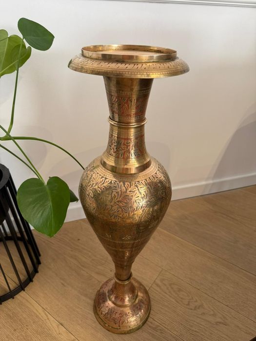 Wazon mosiężny orientalny duży 76cm indyjski vintage prl