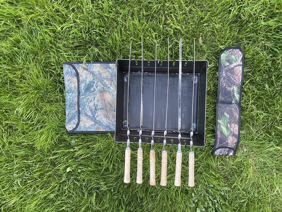 Zestaw Mangal Grill składany walizka Szaszlyki + 6 szampurów мангал