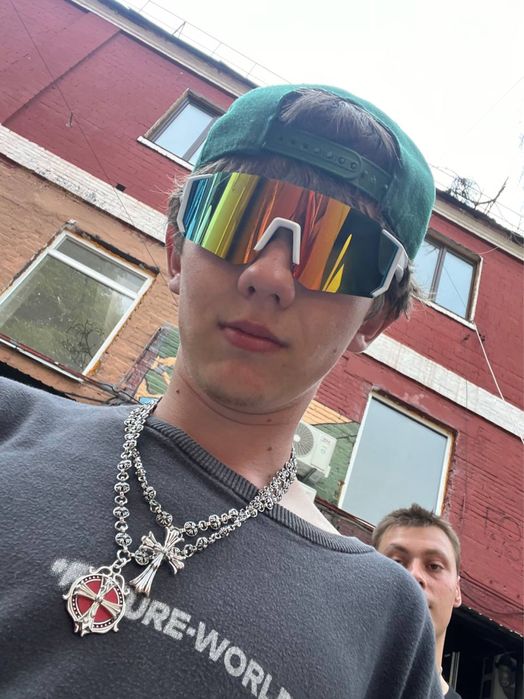 Ланцюжок на шию хрестик Chrome Hearts / Цепочка крестик красный Хром Хартс / Кулон новий y2k opium archive sk8 rap