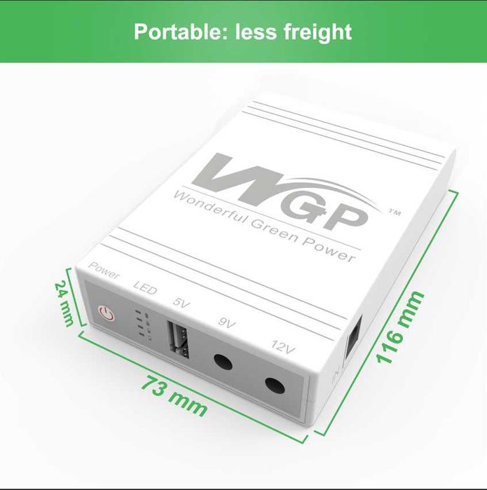 Безперебійник упс для роутера 5V 9V 12V павербанк 10400Mah WGP miniUPS