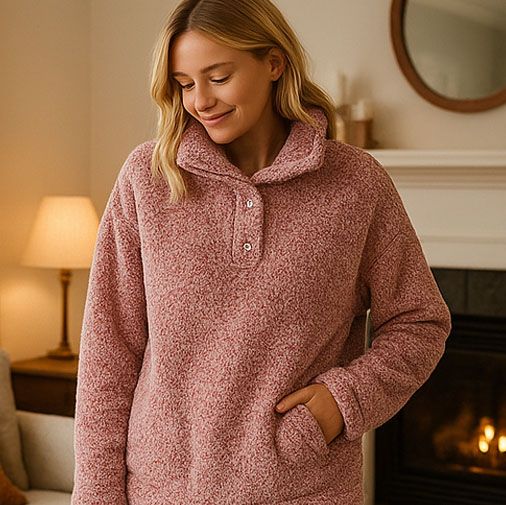 Różowa pluszowa bluza sweter damski XL