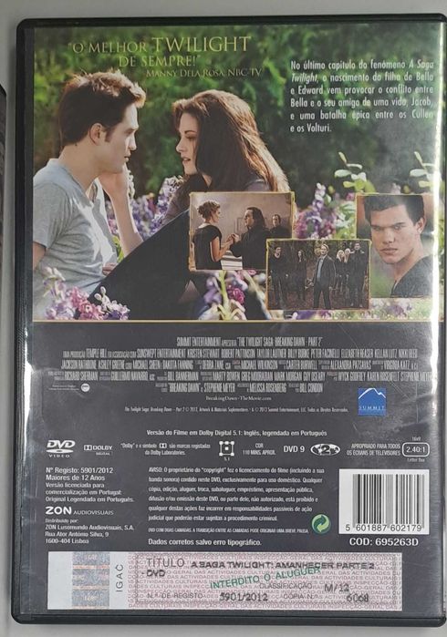 Pack 2 - Coleção Completa Crespúsculo ou Saga Twilight  (5 Filmes)