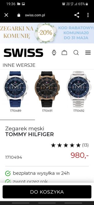 Zegarek TOMMY HILFIGIER ten 1 z lewej
