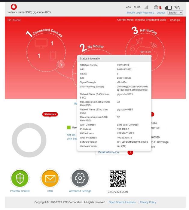 Router LTE cat20 agregacja mesh wifi 2.5ghz 5G mimo ZTE MF289F 4g rj11