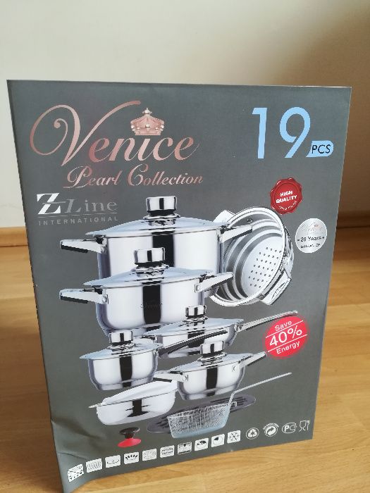 Garnki VENICE Pearl Collection 19 elementów ORYGINALNE NOWE