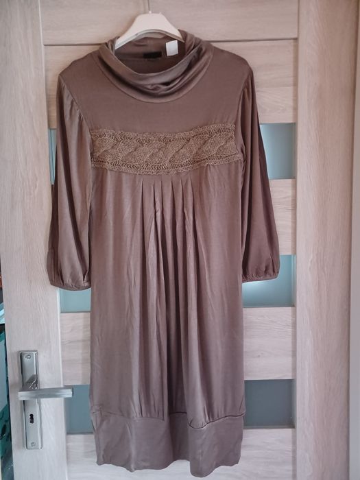 Sukienka Bonprix  brązowa  36/38 pleciony warkocz