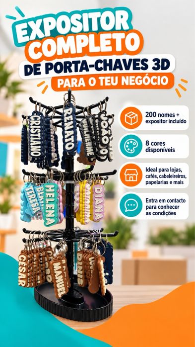 200 porta chaves com nome + expositor
