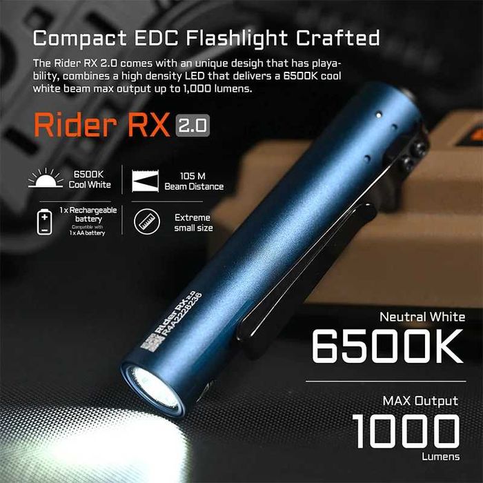 ACEBEAM Rider RX 2.0 Ліхтар Ручний (1000 Люмен 105 Метрів - Type-C)