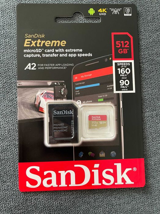 Karta SanDisk 512 GB microSDXC Extreme 160MB/s A2 C10 V30 UHS-I