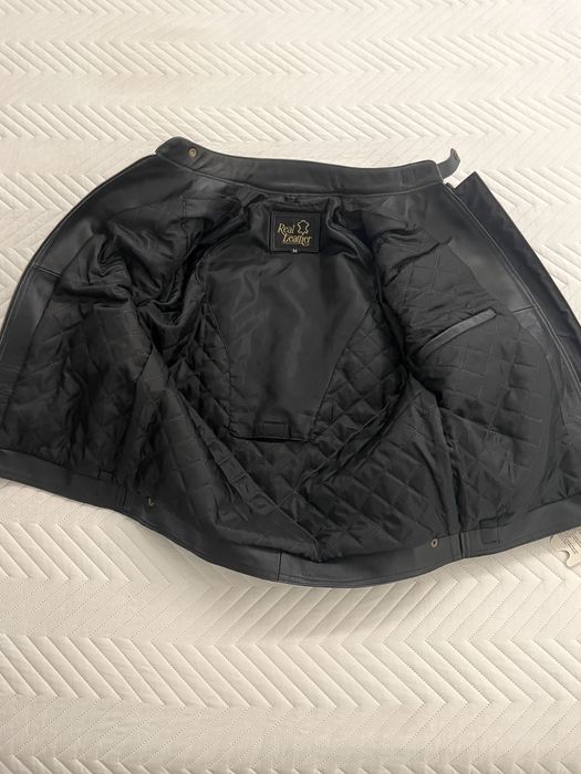 casaco de mota em pele genuína, novo com etiqueta