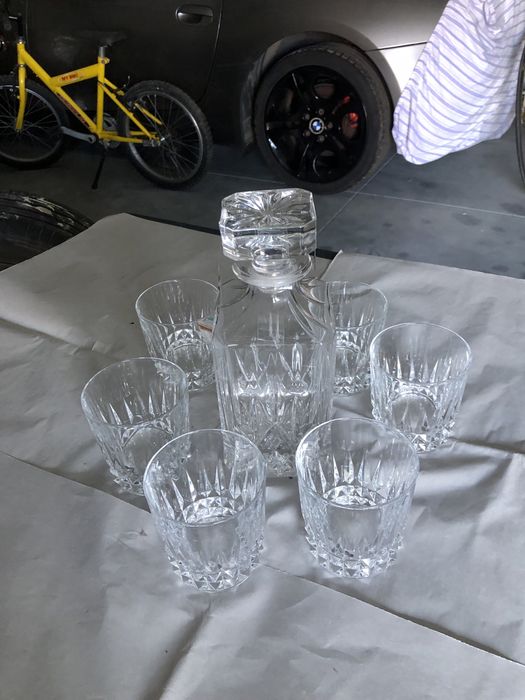 Garrafa Cristal com 6 copos. Ctistal